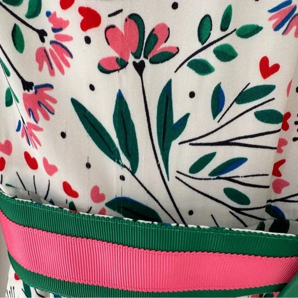 Boden Victoria Midi Dress in Floral Garden Party, Contrasting Belt Size 10 - Picture 16 of 16